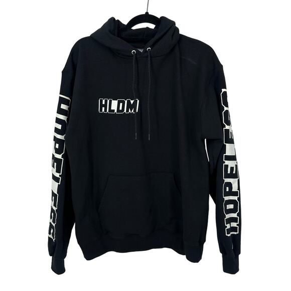 HOPE LESS DO MORE champion hoodie black white size large casual street - Picture 1 of 7